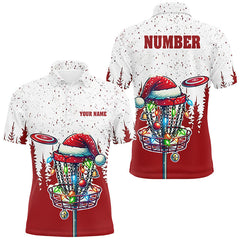 Maxcorners Grunge forest Christmas Disc Golf basket Mens disc golf polo shirts custom team disc golf apparel MT0510
