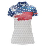 Maxcorners Personalized Red, White And Blue American Flag Men Golf Polo Shirts Custom Patriotic Mens Golf Wear