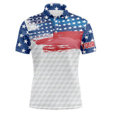 Maxcorners Personalized Red, White And Blue American Flag Men Golf Polo Shirts Custom Patriotic Mens Golf Wear