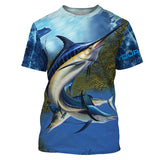 Maxcorners Marlin fishing blue water anchor compass American flag custom patriotic long sleeve Fishing jerseys LM2408