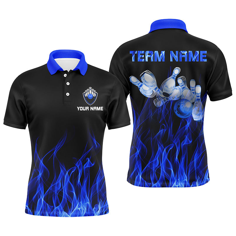 Maxcorners Blue Flame Bowling Ball And Pins Customized Name And Team N