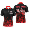 Maxcorners Red Flame Bowling Ball And Pins Customized Name And Team Name 3D Shirt