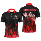 Maxcorners Red Flame Bowling Ball And Pins Customized Name And Team Name 3D Shirt