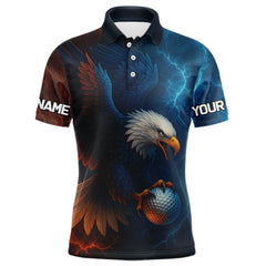 Maxcorners Red Blue Lightning Eagle Mens golf polo shirts custom Eagle golf attire LM1506