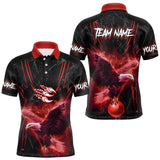 Maxcorners Black and Red Flame Eagle Bowling Shirt For Men Custom Team Name Bowling Jerseys For Bowlers MT1309
