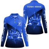 Maxcorners Blue Lightning Thunder Bowling Personalized All Over Printed Shirt For Women