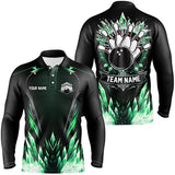 Maxcorners Icy Green Bowling Jersey Customized Name, Team Name 3D Shirt Unisex