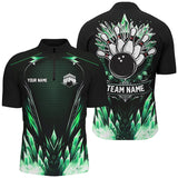 Maxcorners Icy Green Bowling Jersey Customized Name, Team Name 3D Shirt Unisex