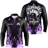 Maxcorners Icy Purple Bowling Jersey Customized Name, Team Name 3D Shirt Unisex