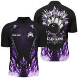 Maxcorners Icy Purple Bowling Jersey Customized Name, Team Name 3D Shirt Unisex