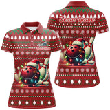 Maxcorners Funny ugly Christmas Red Women's Bowling Shirts Custom Team Bowling Jerseys Xmas Gift for bowlers