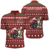 Maxcorners Funny ugly Christmas Red Men's Bowling Shirts Custom Team Bowling Jerseys Xmas Gift for bowlers