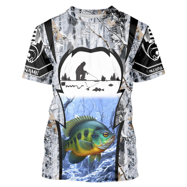 Maxcorners Bluegill ice fishing Winter camo custom unisex Long sleeve fishing shirt, Ice fishing Bluegill jersey MT2108