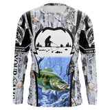 Maxcorners Largemouth Bass ice fishing Winter camo custom Long sleeve fishing shirts, Ice fishing Bass jersey MT2108