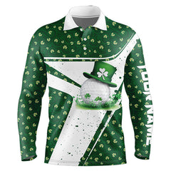 Maxcorners Green And White Clover Pattern Men And Women Golf Polo Shirts Customize St Patrick Day Mens Golf Attire