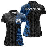 Maxcorners Black And Blue Tribal Pattern Mens Bowling Shirts Custom Bowling Outfit Men Team Bowling League Jersey Lm173