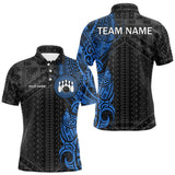 Maxcorners Black And Blue Tribal Pattern Mens Bowling Shirts Custom Bowling Outfit Men Team Bowling League Jersey Lm173