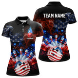 Maxcorners Personalized Smoke American Flag Bowling Team Shirts For Men Custom Patriotic Bowling Gifts For Bowler Lm173