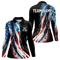 Maxcorners American flag Black Men golf polo shirts Custom team patriotic golf top for mens