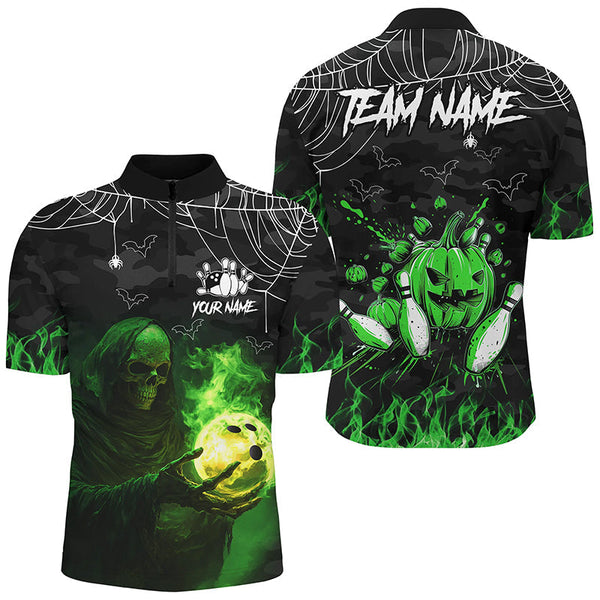 Maxcorners Ball Flame Skull  Bowling Jersey Customized Name, Team Name 3D Polo Shirt