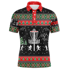 Maxcorners Funny ugly Christmas Mens golf polo shirts custom disc golf apparel Xmas Disc golf shirt for mens MT0510