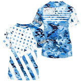 Maxcorners American flag Blue camo fishing personalized patriotic UV Protection camouflage Fishing jerseys MT2108