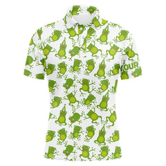 Maxcorners Funny Green Frog pattern Mens Golf polo shirts Custom golf attire for men, gift for golfers TU1612