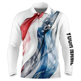 Maxcorners Red, White and Blue American flag Men golf polo shirts Customize patriotic Mens golf wear