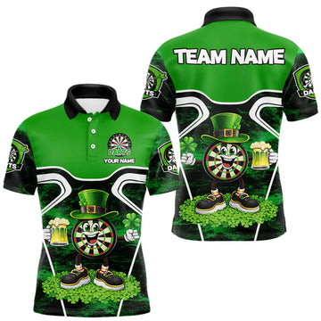 Maxcorners Funny Dart and Beer Green Shamrock Men Dart Shirts Custom St Patrick Team Mens Dart Jerseys LM2602