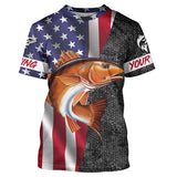 Maxcorners American Flag Patriotic Redfish Fishing 3D Shirts Customize Name