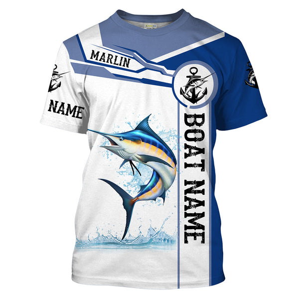 Maxcorners Custom Name And Boat Name Marlin Fishing 3D Shirts