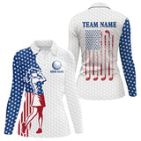 Maxcorners Red, White and Blue American Flag Golf polo shirts For Men Custom patriotic mens golf topMT0306