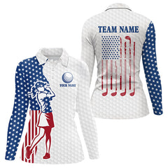 Maxcorners Red, White and Blue American Flag Golf polo shirts For Men Custom patriotic mens golf topMT0306