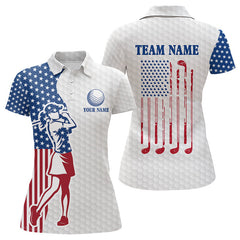 Maxcorners Red, White and Blue American Flag Golf polo shirts For Men Custom patriotic mens golf topMT0306