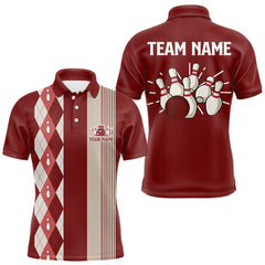 Maxcorners Retro Blue argyle pattern Bowling shirts For Men custom bowling team jerseys Bowler Outfits TU2606