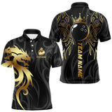 Maxcorners Black and Gold Dragon tribal crown Bowling ball Shirts for Men Custom Bowling Team League Jerseys LM1610