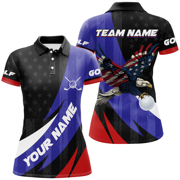 Maxcorners American Flag Eagle Golf Polo Shirt For Women custom Patriotic golf outfits for ladies