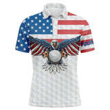 Maxcorner Customized Name American Flag Eagle Golf Ball 3D Polo Shirt