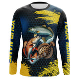 Maxcorners Blue and Yellow Camo Redfish, Speckled Trout, Flounder Texas slam fishing custom fishing jerseys MT2108