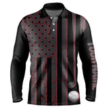 Maxcorners Black and Red American flag Men golf polo shirts Customize patriotic golf shirt for mens