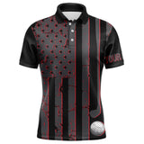 Maxcorners Black and Red American flag Men golf polo shirts Customize patriotic golf shirt for mens