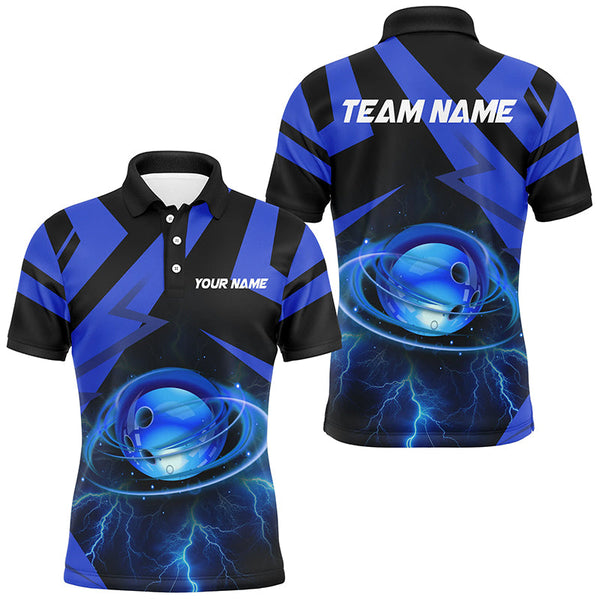 Maxcorners Black And Blue Lightning Thunder Bowling Jersey Customized Name 3D Shirt