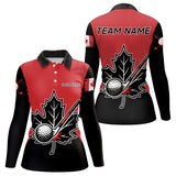 Maxcorners Black and Red maple leaf Mens golf polo shirts custom patriotic Canadian Flag golf attire for mensMT0306