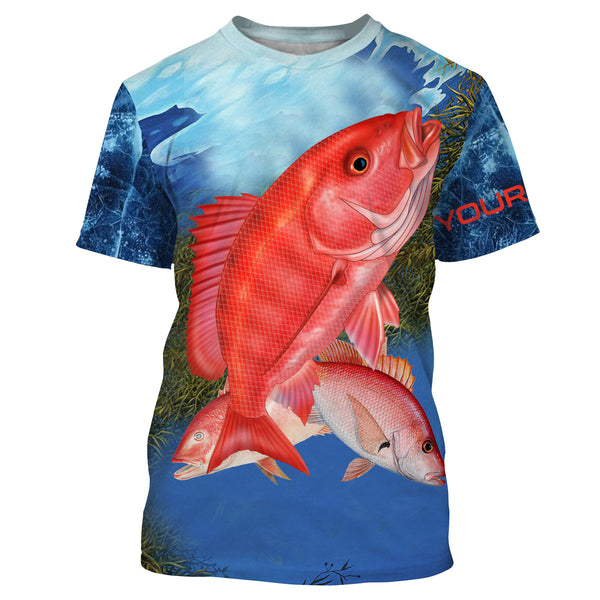 Maxcorners Red Snapper Fishing Customize Name 3D Shirts