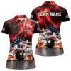 Maxcorners Red Lightning thunder storm American Flag Bowling Shirts For Men Custom Bowling Team League Jerseys LM2007