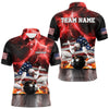 Maxcorners Red Lightning thunder storm American Flag Bowling Shirts For Men Custom Bowling Team League Jerseys LM2007