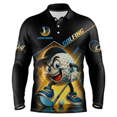 Maxcorners Funny Golf Ball Mens golf polo shirts custom name black golf shirt, best team golf shirts LM2007