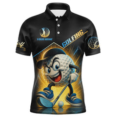 Maxcorners Funny Golf Ball Mens golf polo shirts custom name black golf shirt, best team golf shirts LM2007