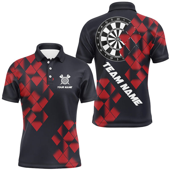 Maxcorners Personalized Black And Red Darts Board 3D Printed Dart Shirts Custom Cool Dart Jerseys For Team