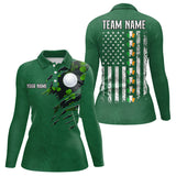 Maxcorners American Flag St Patrick Day Custom Men golf polo shirts, personalized golf jerseys for team | Green